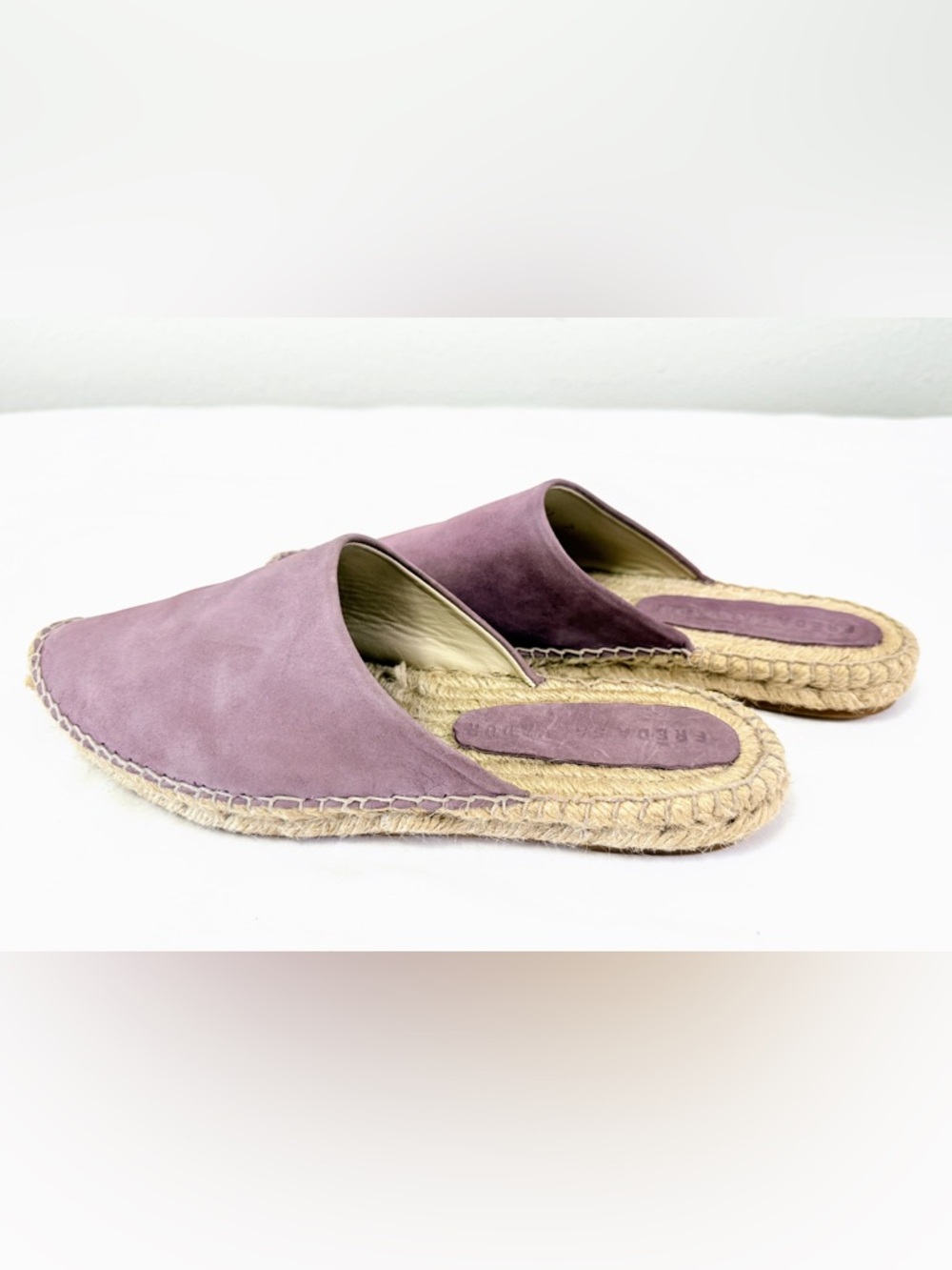 Freda Salvador Pink Suede Espadrille Mules EU 37 Leather Slides Spain